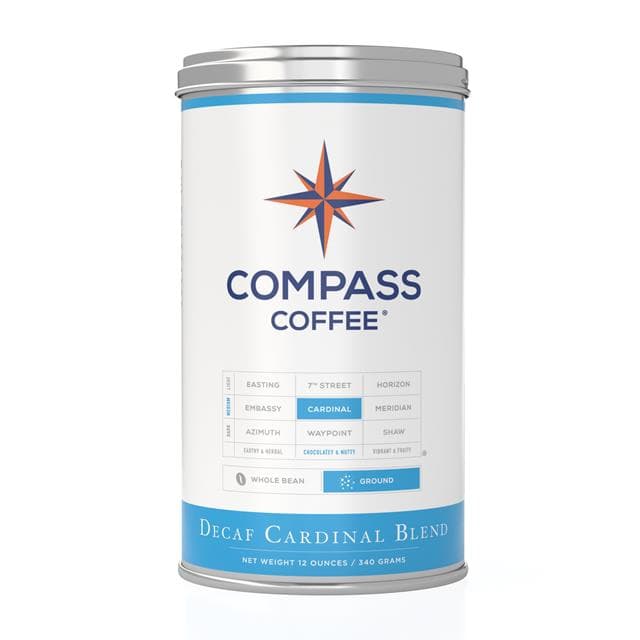 Compass Coffee Decaf Cardinal Blend 12oz Tin 