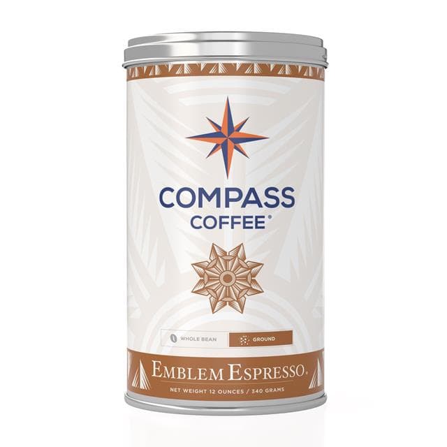Compass Coffee Emblem Espresso 12oz Tin Ground