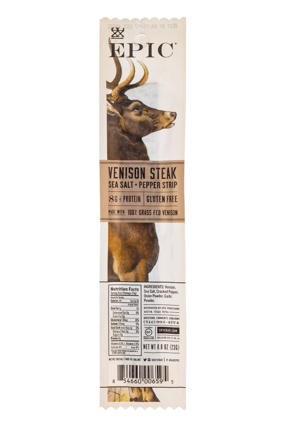 Epic Venison Steak- Sea Salt +Pepper Strip