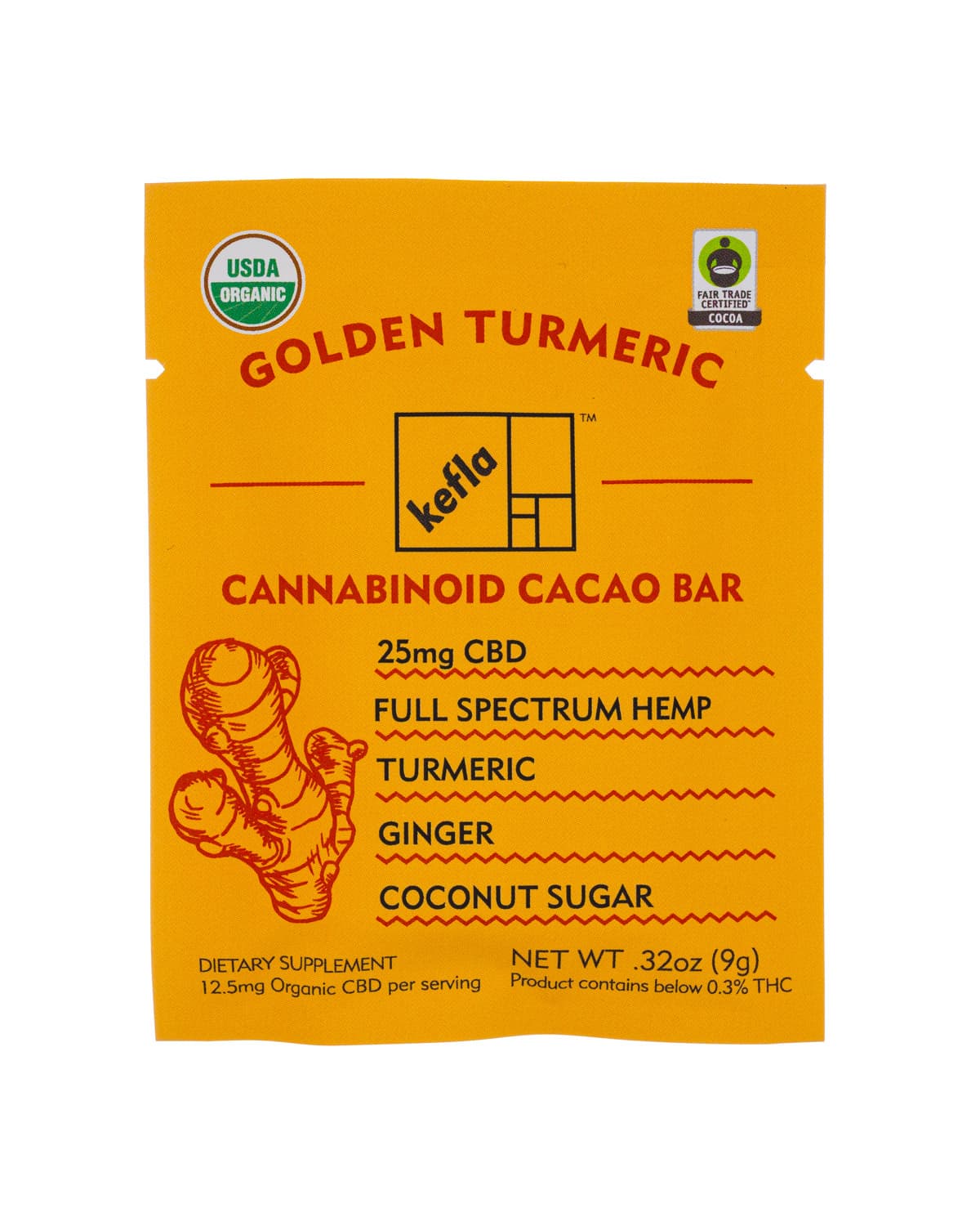 Kefla Golden Turmeric Cacao Bar