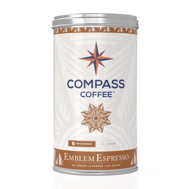 Compass Coffee Emblem Espresso 12oz Tin Whole Bean