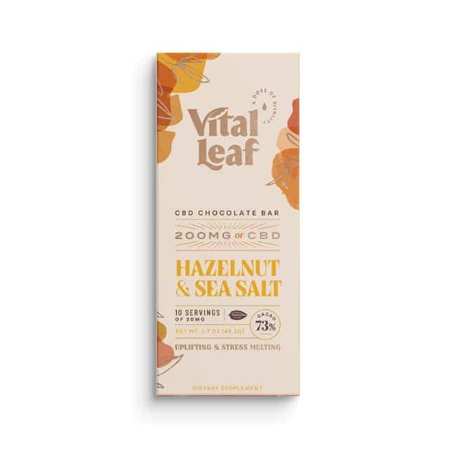 Vital Leaf CBD Chocolate Bar | Hazelnut & Sea Salt | Organic Cacao | 200mg CBD