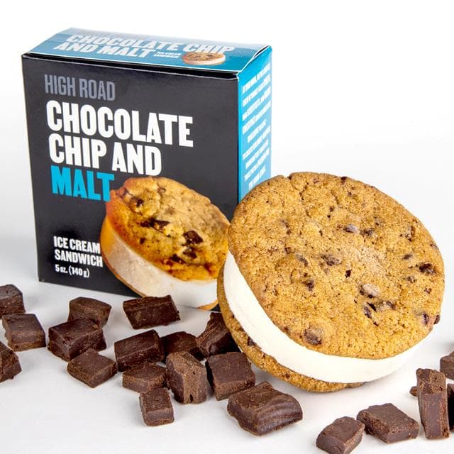 High Road Craft Ice Cream Malt Ice Cream with Chocolate Chip Cookie Sandwich