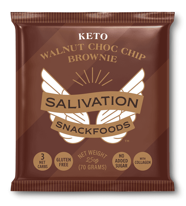 Salivation Snackfoods Keto Walnut Choc Chip Brownie