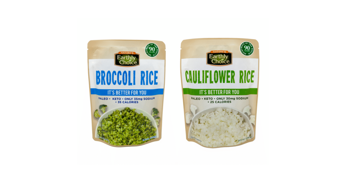 Nature’s Earthly Choice Unveils Broccoli Rice and Cauliflower Rice in Microwavable Pouches