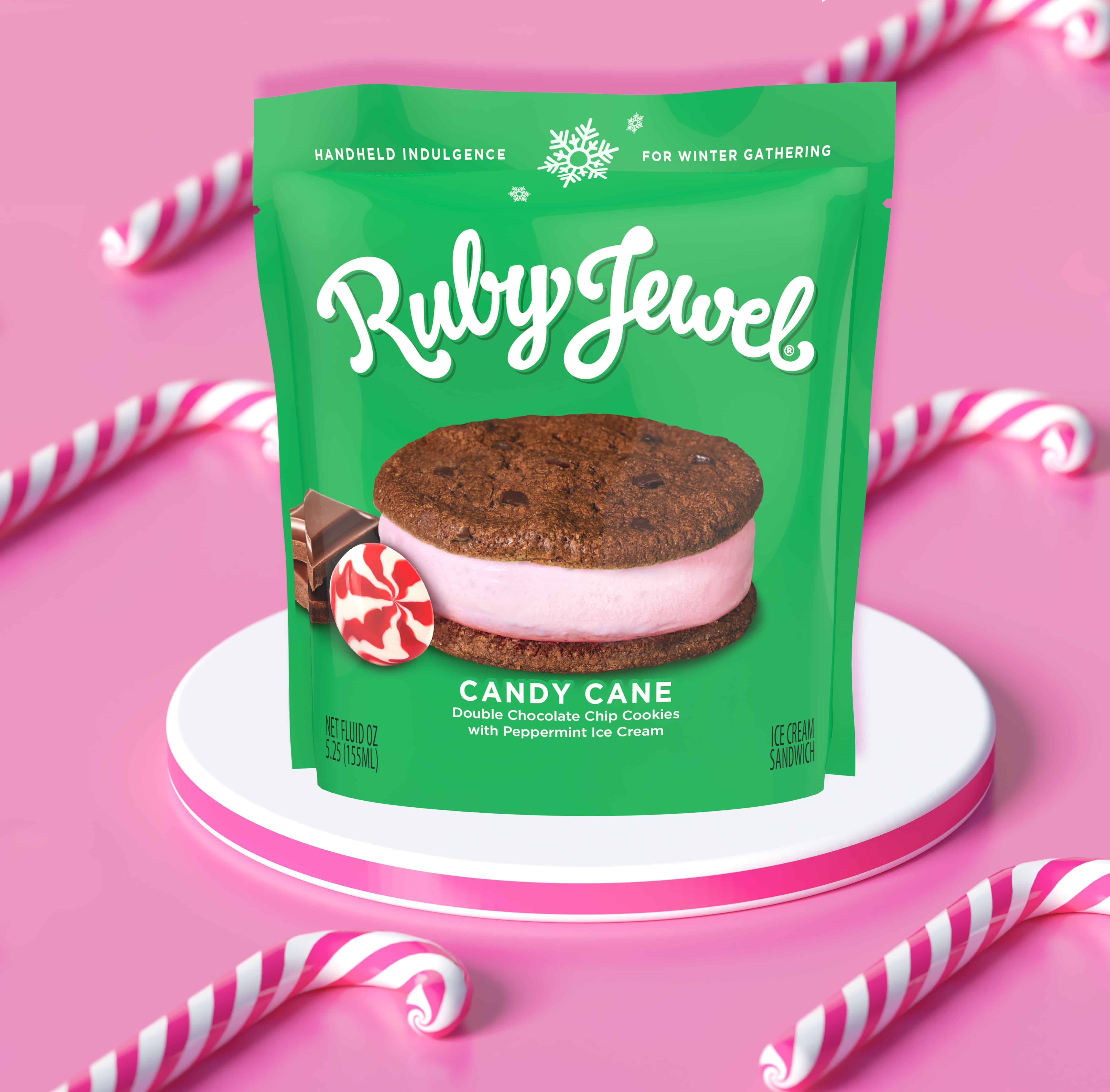 Ruby Jewel Launches Limited-Edition Candy Cane Ice Cream Sandwiches