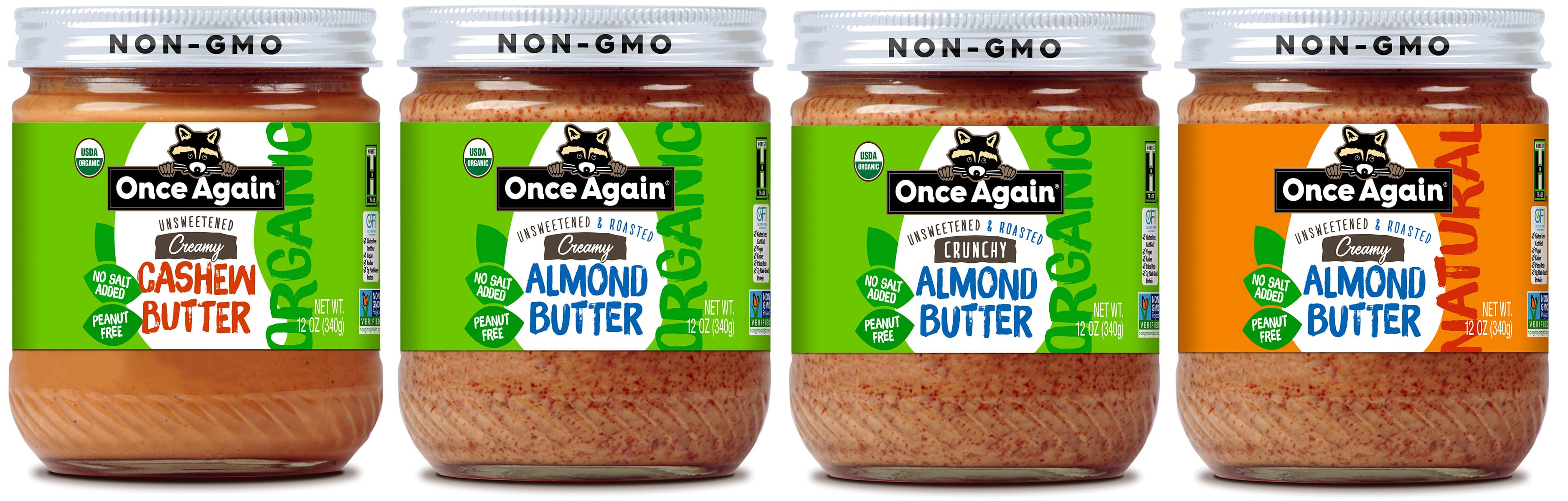 Once Again Relaunches Cashew and Almond Butters in 12oz Jars