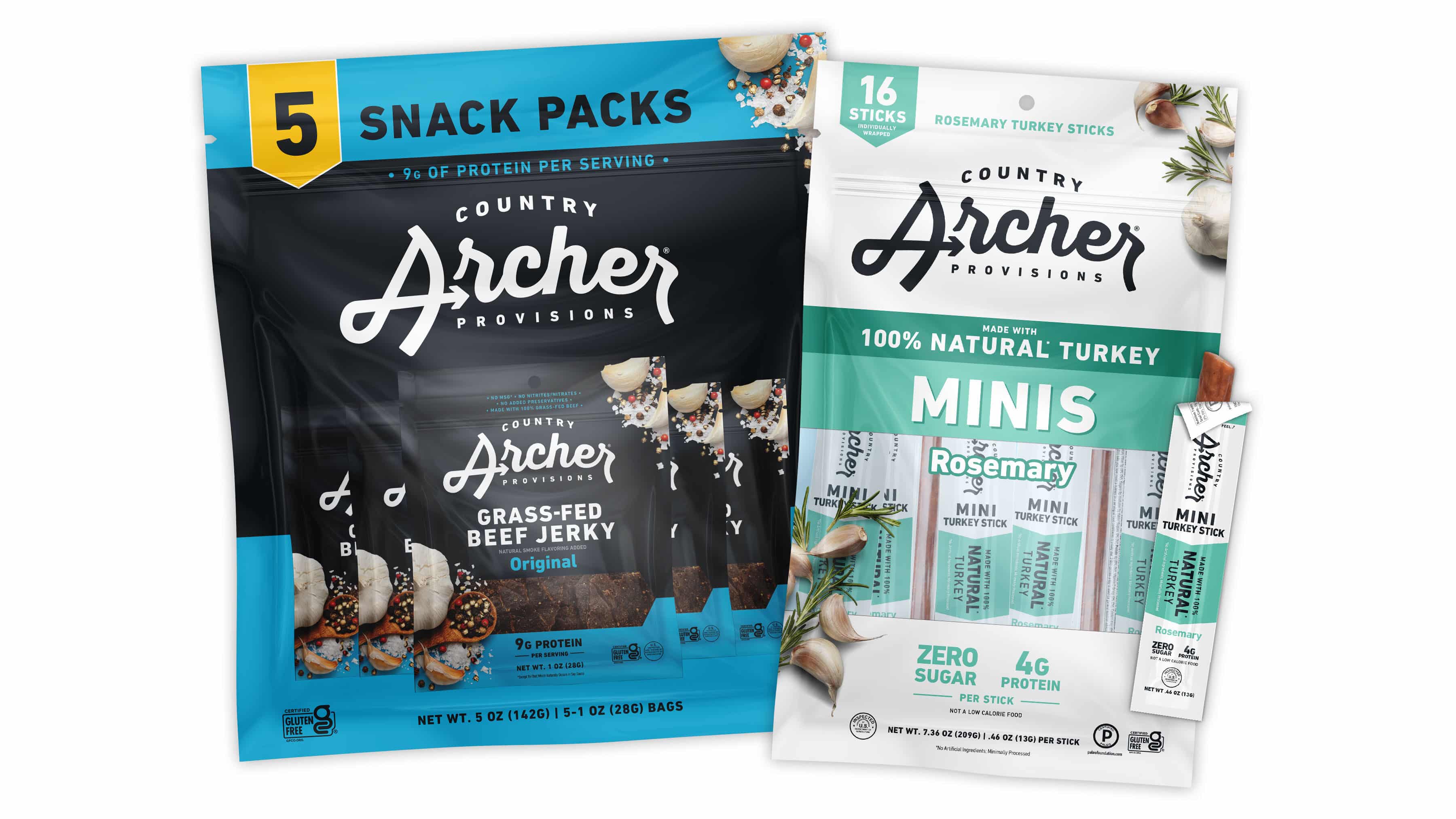 Country Archer Provisions Launches New Rosemary Turkey Mini Sticks and Beef Jerky Snack Packs