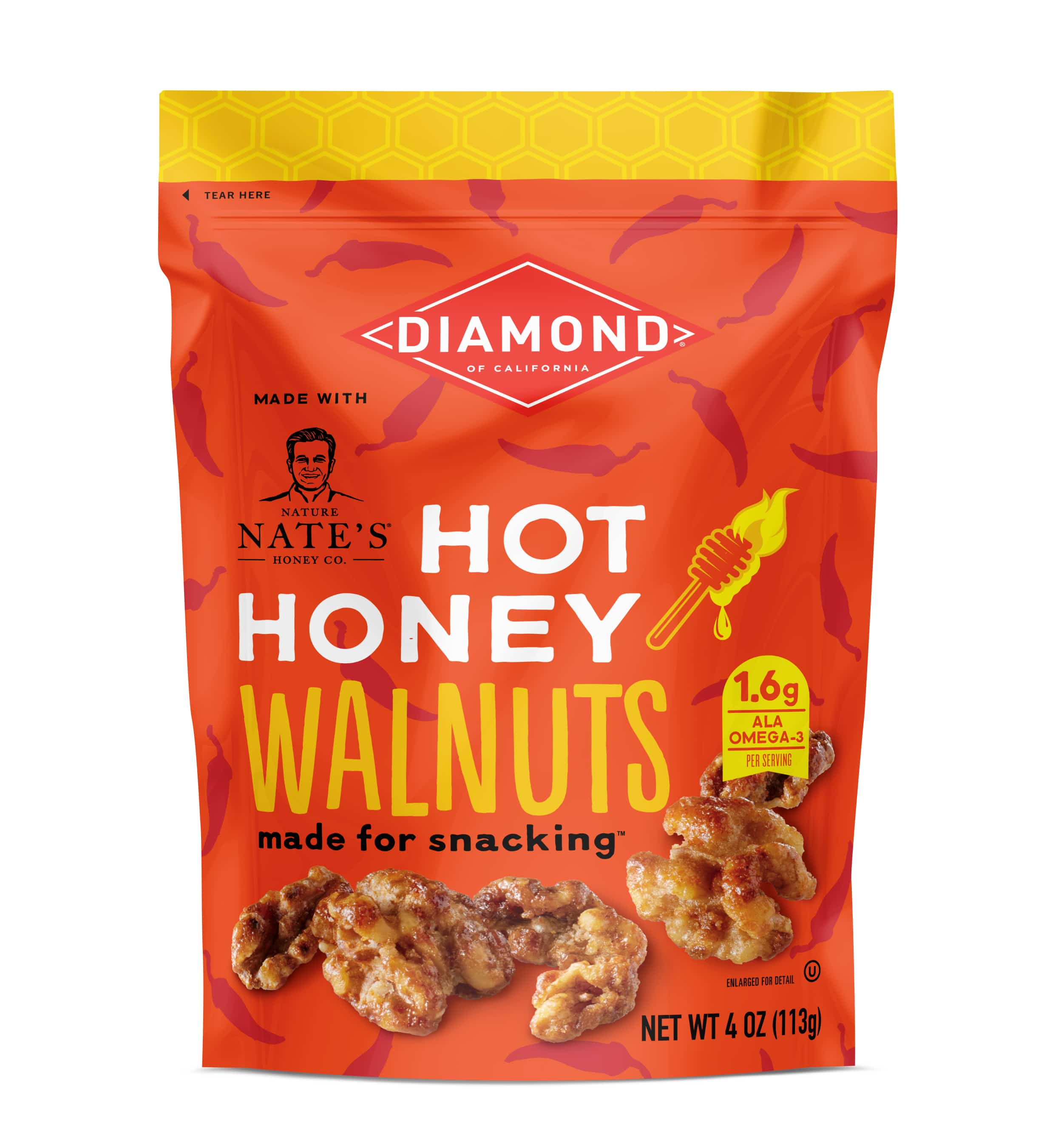 Diamond of California and Nature Nate’s Honey Co. Debut Hot Honey Snack Walnuts